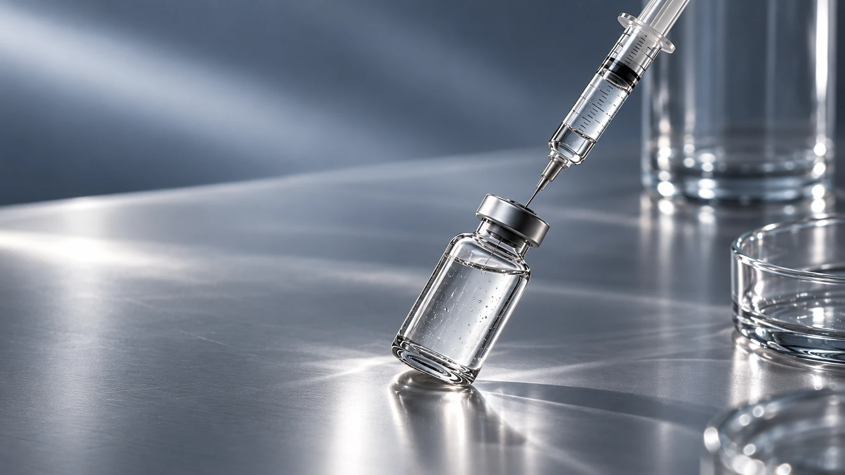 DNA 주사치료에 사용하는 바이알과 주사기